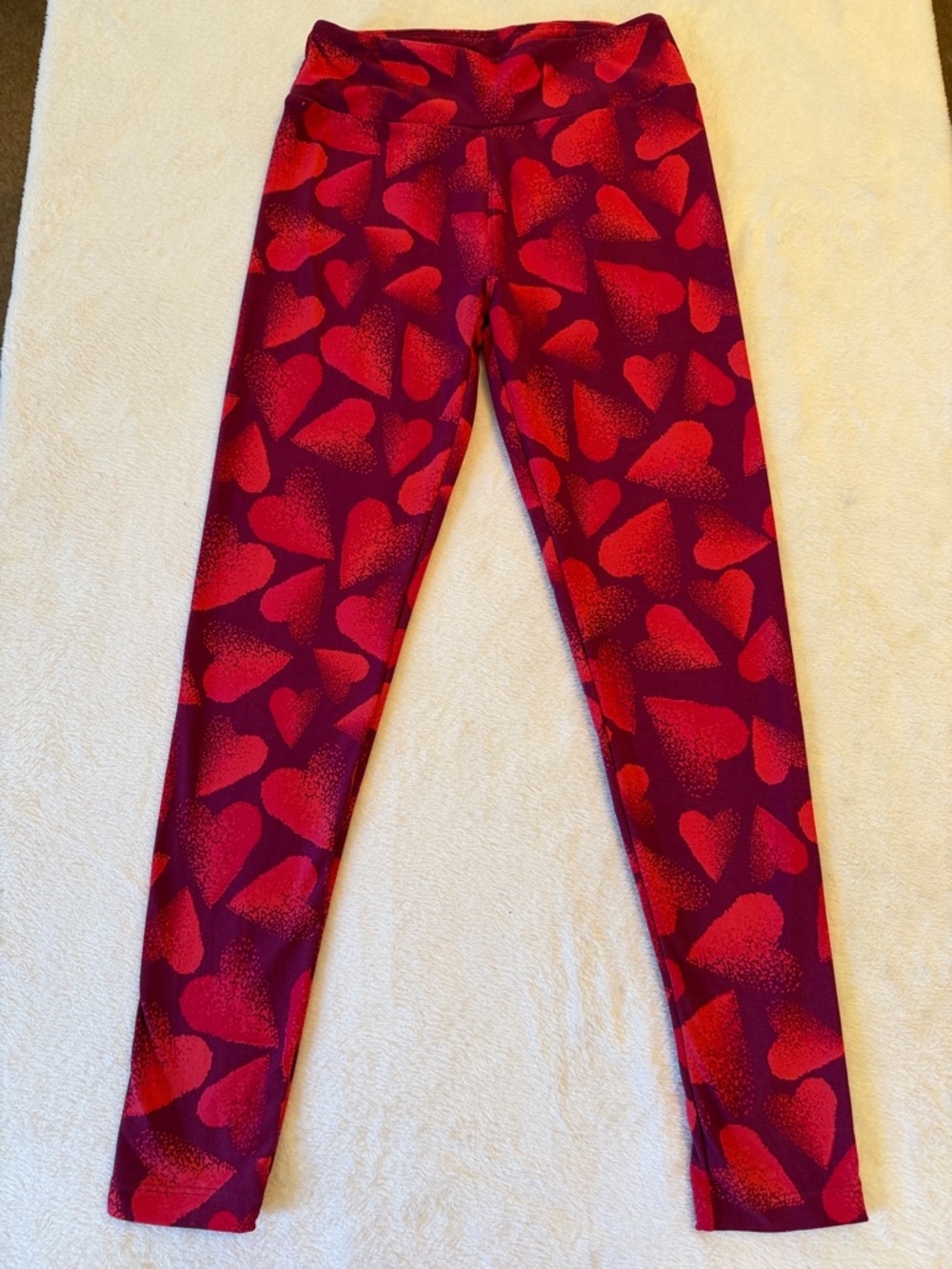 LuLaRoe Kids Red and Pink Heart Leggings